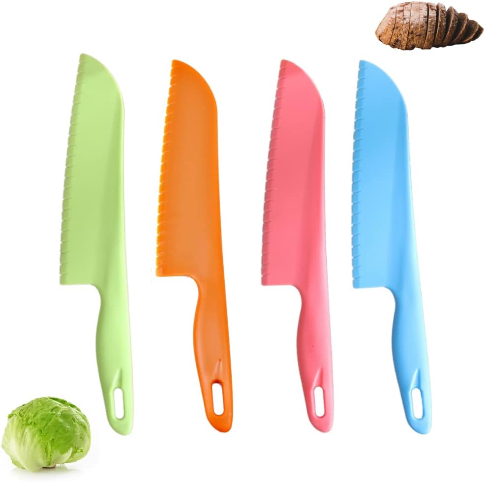 Professional Lettuce Knife to Prevent From Turning Brown, 11" Plastic Serrated Knives for Veggie, Fruit, Cake, Salad, Chef Knife for Cutting - Safe & Durable Nylon Knife Set, 3 Pack