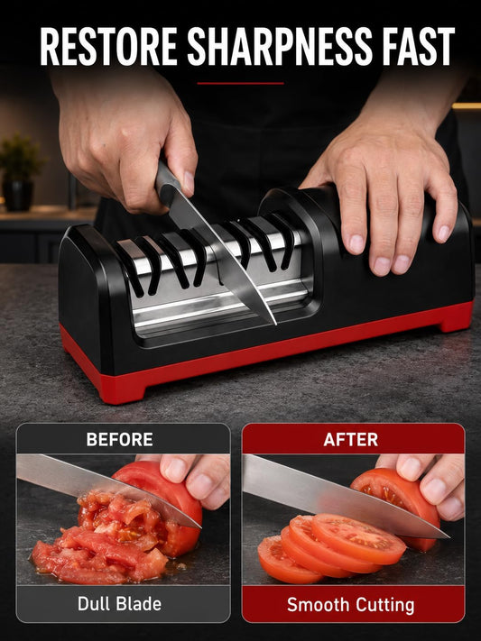 4-Stage Electric Knife Sharpener, Heavy Duty Knife Sharpener with 20° Precision Angle for Straight, Serrated & Ceramic Knives, 100% Diamond Abrasive, Resin Polishing