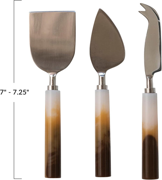 Stainless Steel and Resin Cheese Knives, Multicolor