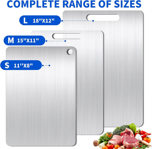 Titanium Cutting Board Set of 1, 18 * 12inches, Titanium Cutting Boards for Kitchen, Food Grade Metal Double Sided Chopping Boards for Kitchen Counter Meat Vegetable Fruit Outdoor Camping