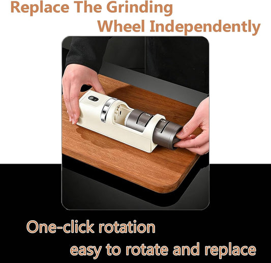 Rechargeable Electric Knife Sharpener with 2-Stage Diamond Abrasives, Portable Home Use Knife Sharpener Electric for Kitchen, Fruit, Chef & All-Purpose Knives