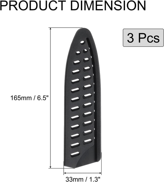 3 Pcs Knife Cover Sleeves, 6.5" x 1.7" PP Knives Edge Guard Blade Protector Universal Knife Sheath for Home Kitchen, Black