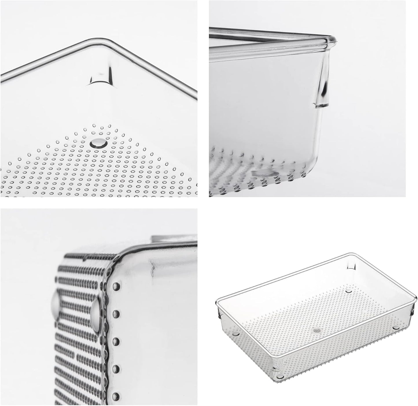 3 Pack Large Clear Plastic Drawer Organizer Tray Cutlery Utensil Makeups Drawer Organizers 15" X 6"