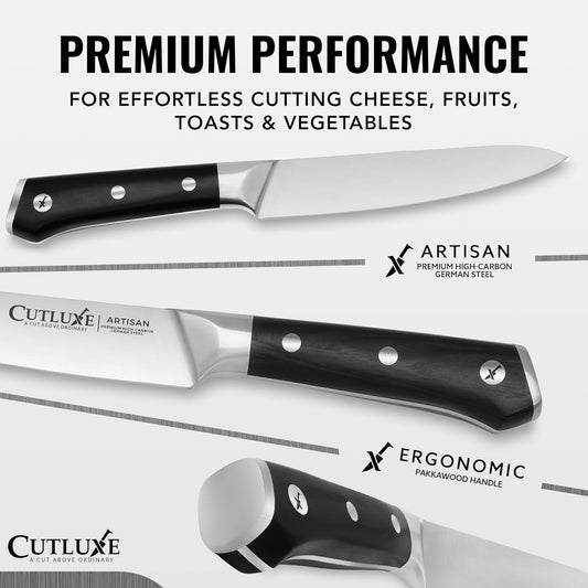 Kitchen Utility Knife, 5.5" Paring Kitchen Knife – Razor Sharp Blade, High Carbon German Steel, Full Tang Ergonomic Handle Design – Artisan Series