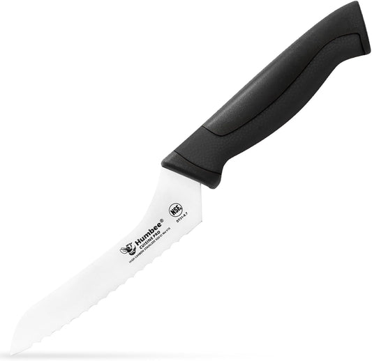 8-Inch Offset Serrated Bread Knife, Premium High Carbon Stainless Steel Blade Knife for Bread with Ergonomic Handle, NSF Certified, DT-31 Series, Black