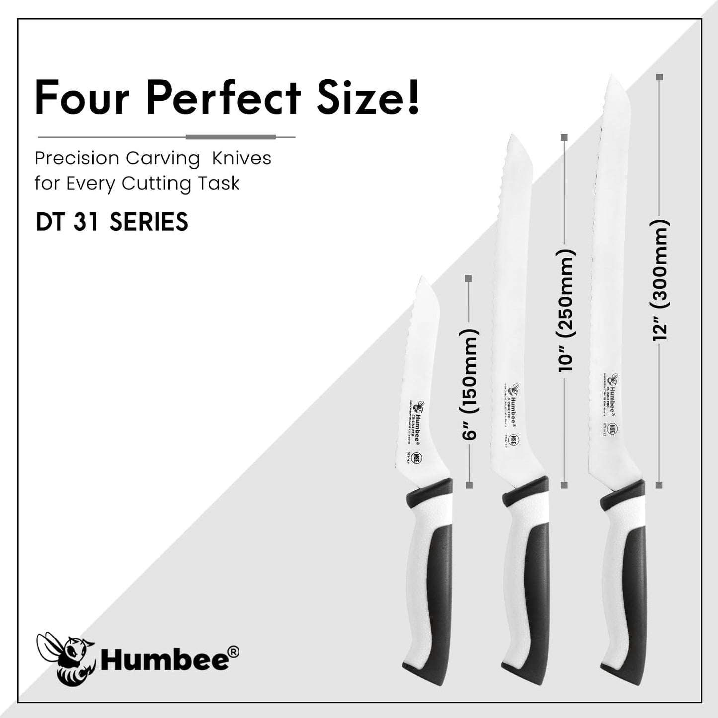 8-Inch Offset Serrated Bread Knife, Premium High Carbon Stainless Steel Blade Knife for Bread with Ergonomic Handle, NSF Certified, DT-31 Series, Black