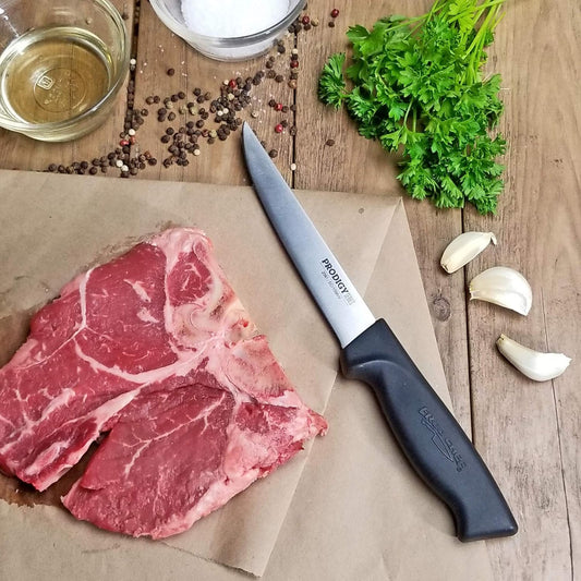 Prodigy Series 6-Inch Wide Boning Knife - High Carbon Stainless Steel Semi-Stiff Blade with Ergonomic Non-Slip Handle for Precise Meat Deboning