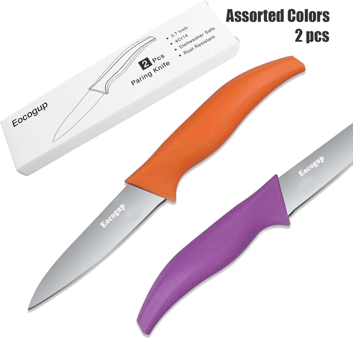 Paring Knife Set of 4, 3.7 Inch Sharp Stainless Steel Fruit Knives | Small sharp kitchen knives for peeling fruit & vegetable, durable stainless steel blades, colorful comfortable handles-4 pack