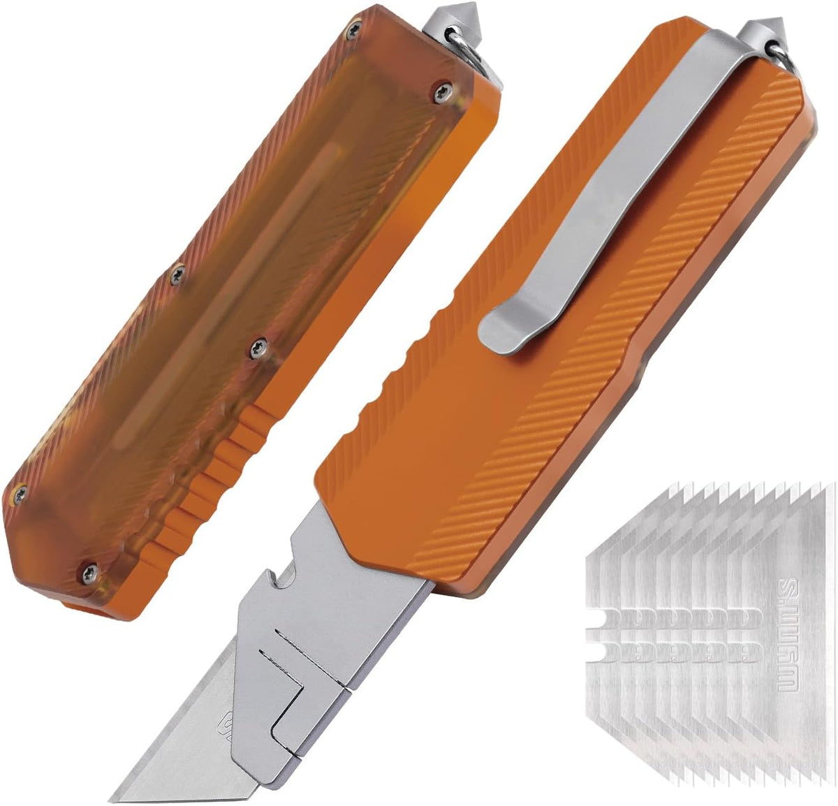 Aluminum Alloy Utility Knife, Retractable Box Cutter,Pocket Knife Replaceable Blade EDC Razor Knife with 10pcs Blades(GREEN)