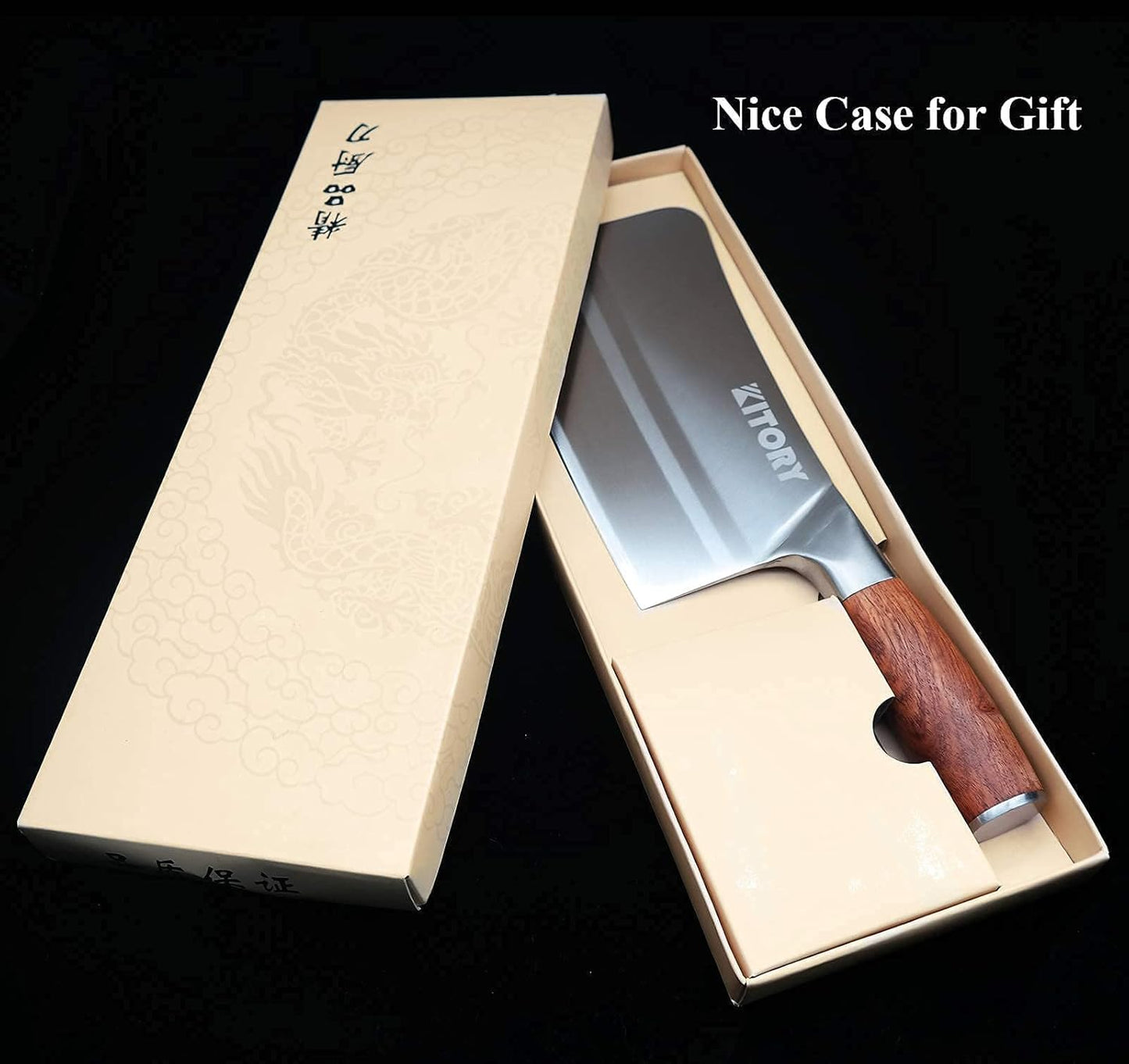 Chinese Chef Knife 7 Inch, Ultra Sharp German Steel Cleaver Knife with Ergonomic Pearwood Handle, Heavy Duty Bone Chopping Knife for Meat, Vegetables & Daily Kitchen Use