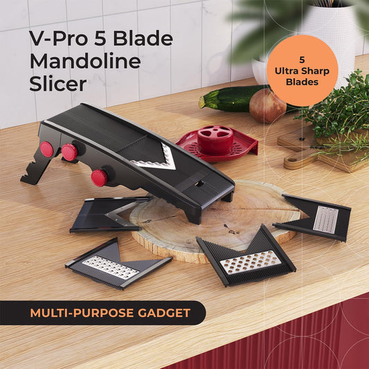 Austria Mandoline Slicer for Kitchen, Adjustable Vegetable Chopper, Fruit, Cheese Grater, Potato Chips Slicer - Black