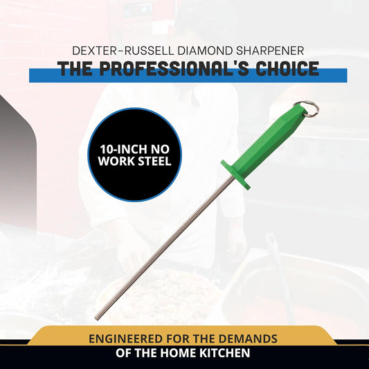 10-Inch No Work Steel, Smooth | NWSS-10 | Ergonomic Polypropylene Handle | Razor Sharp Edge Maintenance for Kitchen Knives | Professional-Grade Sharpening Steel