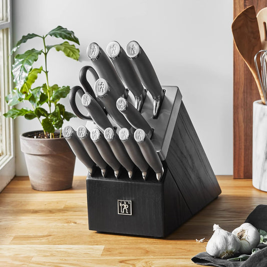 Modernist 14-pc Self-Sharpening Knife Block Set - Black