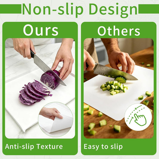 20 Pack Non-slip Disposable Cutting Boards for Kitchen&Commercial | 17 x 12 Inch Collapsible Food Prep Sheets with Built-in Crease, Plastic Cutting Mat for Cooking Camping Tailgating BBQ, White