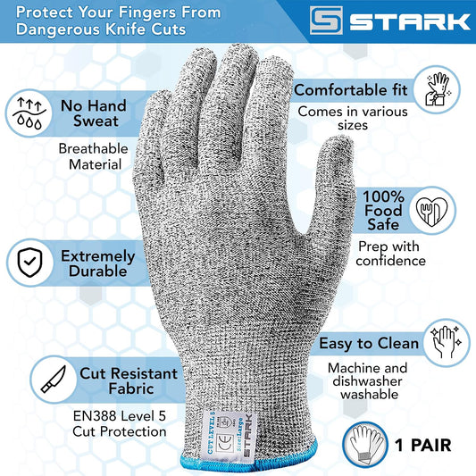 Cut Resistant Gloves, Level 5 Protection, Kitchen Cut Gloves for Meat, Shucking, Fillet, Mandolin Slicing, Carving, 1 Pair, Small