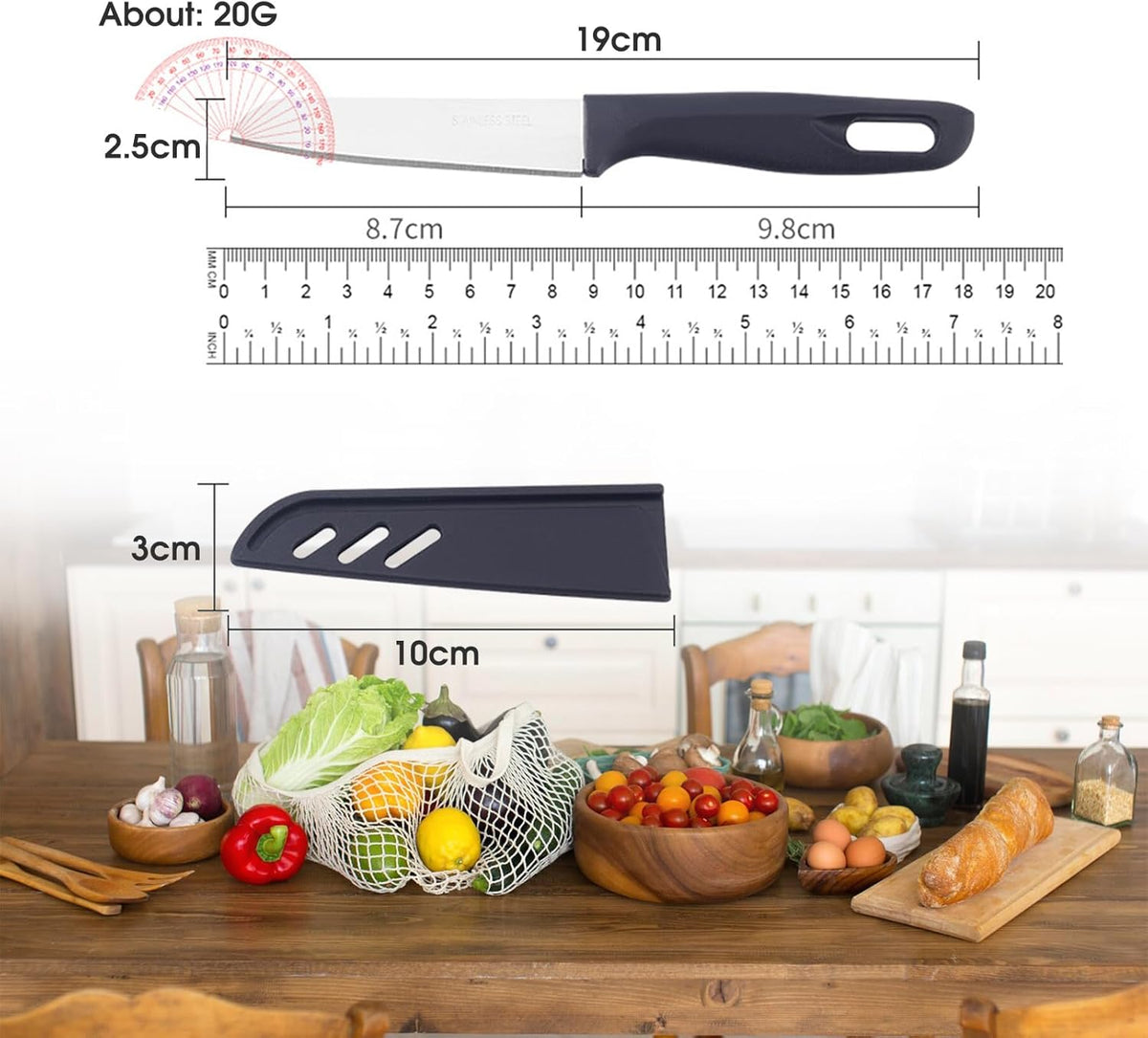 Paring knife 10 Set pieces Paring Knives Ultra Sharp Vegetable and Fruit Knife with Sheath Cover,Rust Proof Stain Resistant German Steel Small Kitchen Knife 10PCS Peeling Knives and 10PCS Knife Sheath