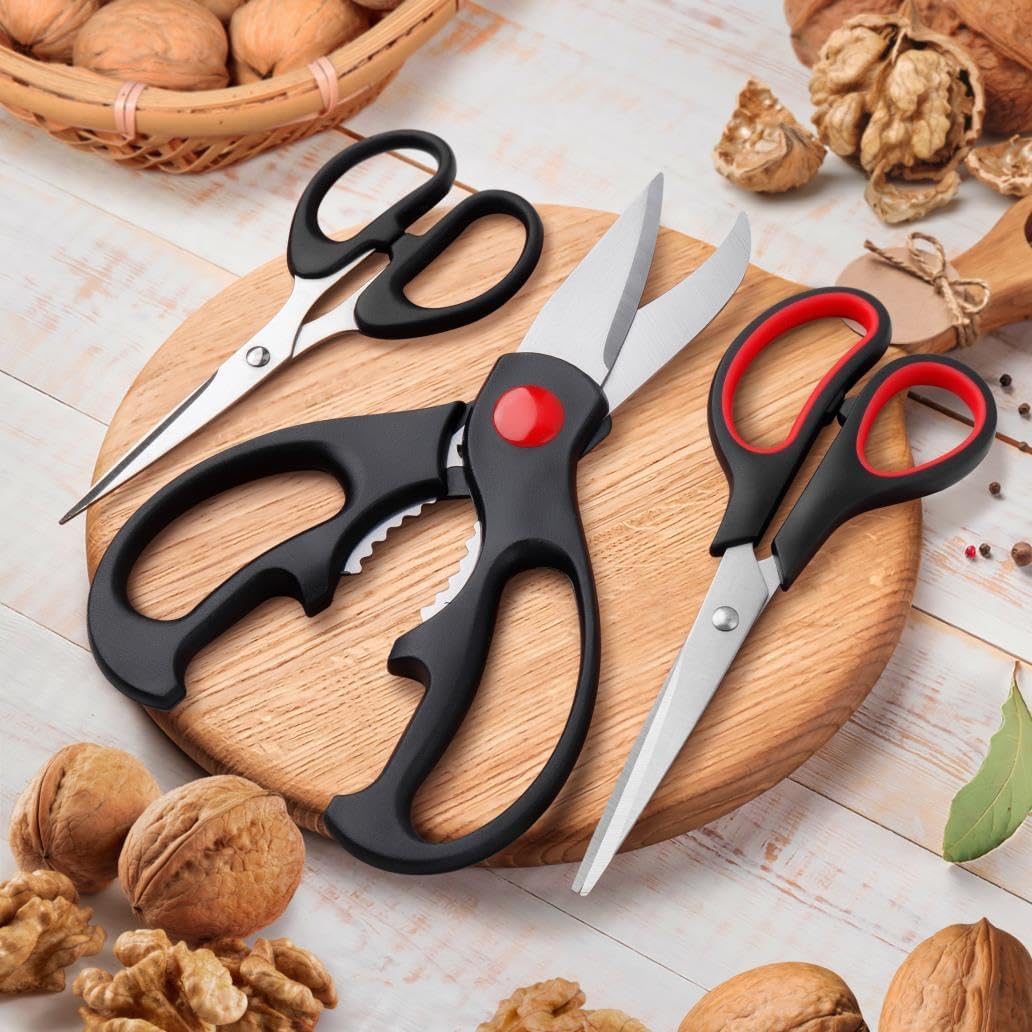 Kitchen Shears Set - Kitchen Scissors 3 Pack All Purpose Poultry Shears,Stainless Steel Sharp Utility Cooking Scissors for Home