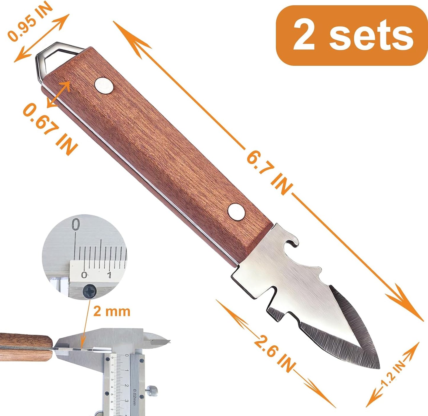 Oyster Knife with Shucking Gloves – Professional Oyster Shucker Seafood Tool Set – Stainless Steel Blade with Hardwood Handle – Multifunctional Shellfish Opener for Oysters, Clams, Mussels
