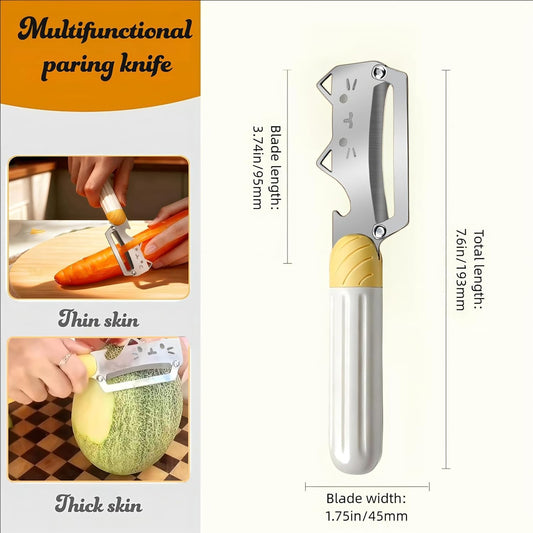Vegetable Peeler Ergonomic Handle stainless steel Blade for Potato | Thickened Sharp Stainless Blade,Non-Slip Handle,Built-in Bottle Opener,Apple Pumpkin Peelers for Kitchen,Dishwasher Safe