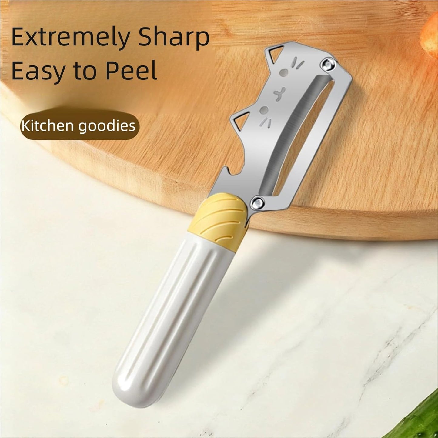 Vegetable Peeler Ergonomic Handle stainless steel Blade for Potato | Thickened Sharp Stainless Blade,Non-Slip Handle,Built-in Bottle Opener,Apple Pumpkin Peelers for Kitchen,Dishwasher Safe