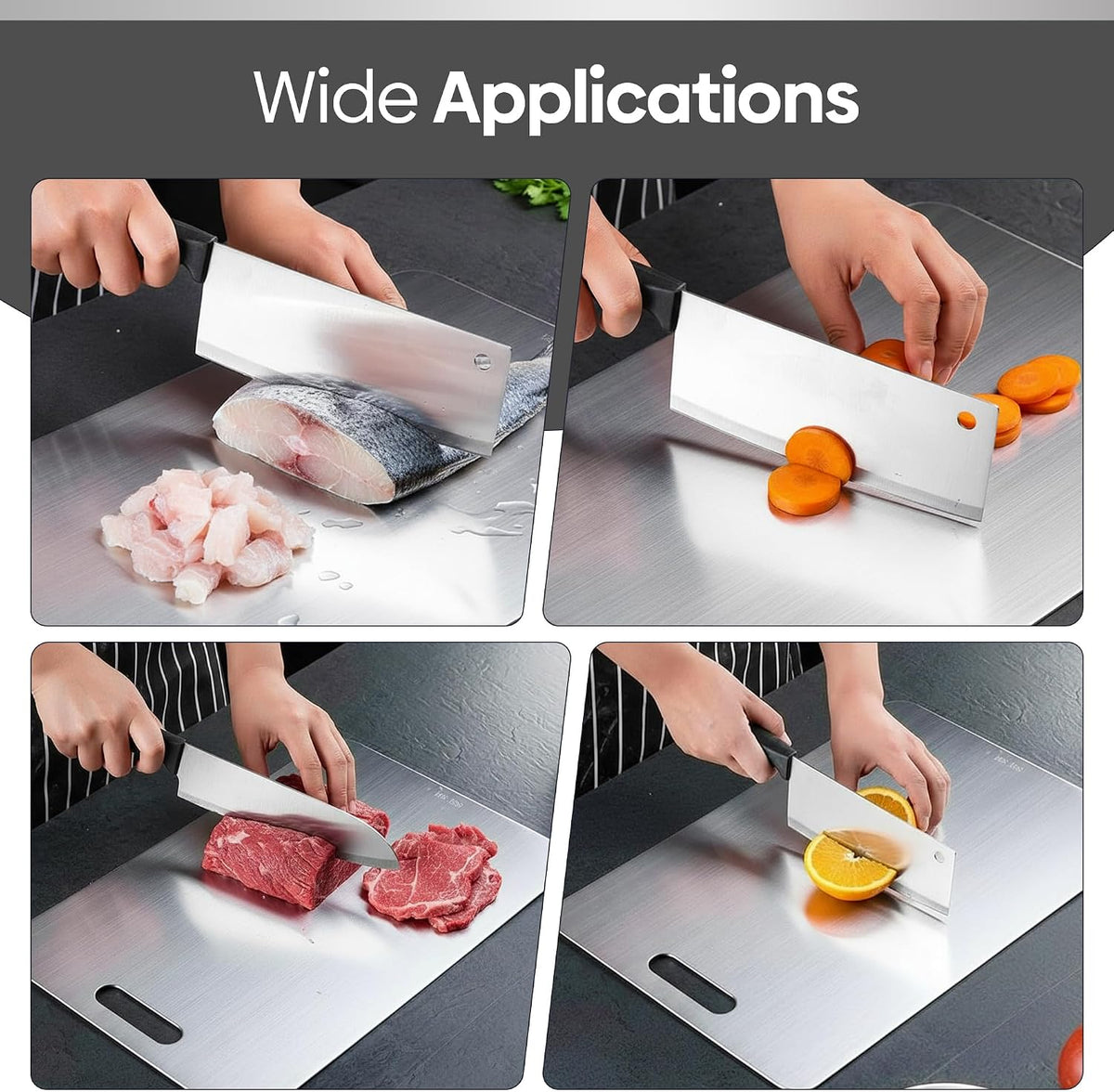 Pure 100% Titanium Cutting Board, Food-Grade & Knife-Friendly, Durable Double-Sided Design, Dishwasher Safe for Meat, Fish, Fruit & Vegetables (14 x 10)
