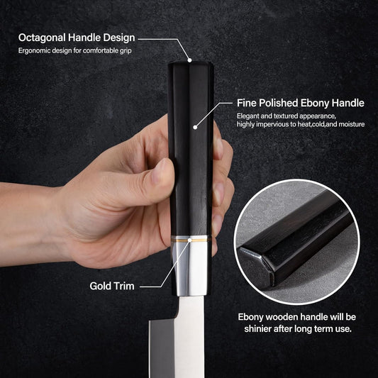 Sushi Knife 12 inch(300mm),7Cr17MoV,Octagonal Ebony Handle | Sashimi Knife/Yanagiba Knife with 7Cr17MoV High Carbon Stainless Steel Blade for Cutting Sushi & Sashimi, Fish Filleting