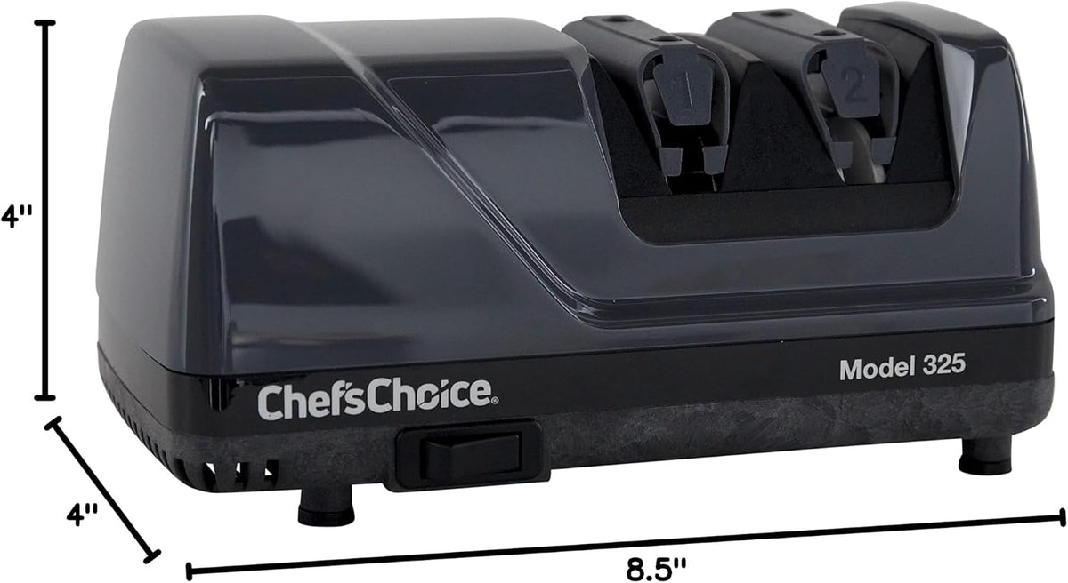 Professional Electric Knife Sharpeners Sharp-N-Hone With 100-Percent Diamond Abrasives And Precision Angle Guides For 20-Degree Straight-Edge and Serrated Knives, 2-Stage, Gray