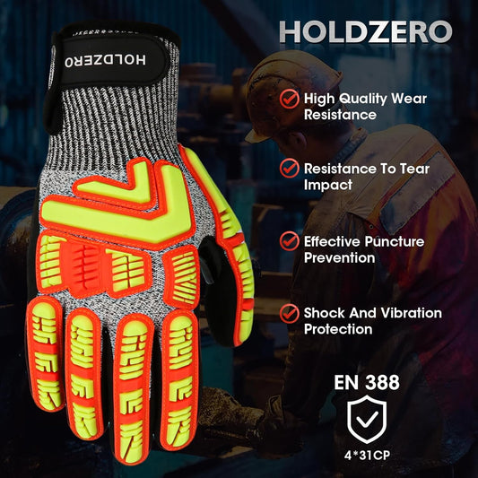 Protective Gloves Cut Resistant A3 Impact Resistant Touchscreen Sandy Nitrile Coating Reinforcement