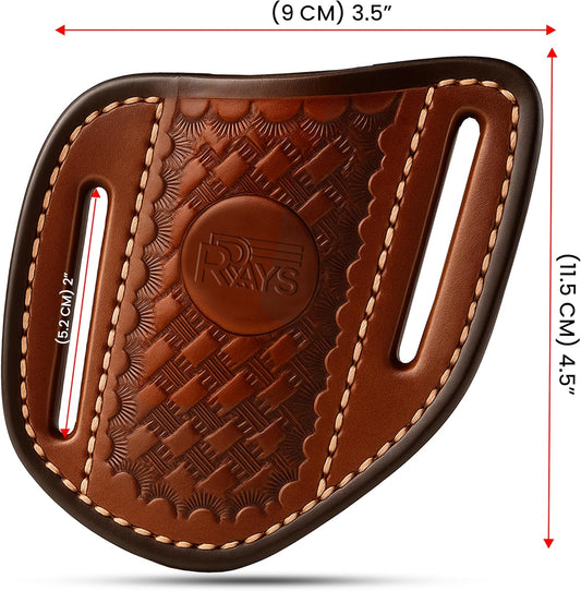 Leather Knife Sheath for Belt Pocket Folding Knife Holder Compact Draw Knifes Carrier EDC Tools Holster Trapper Knives Carrier