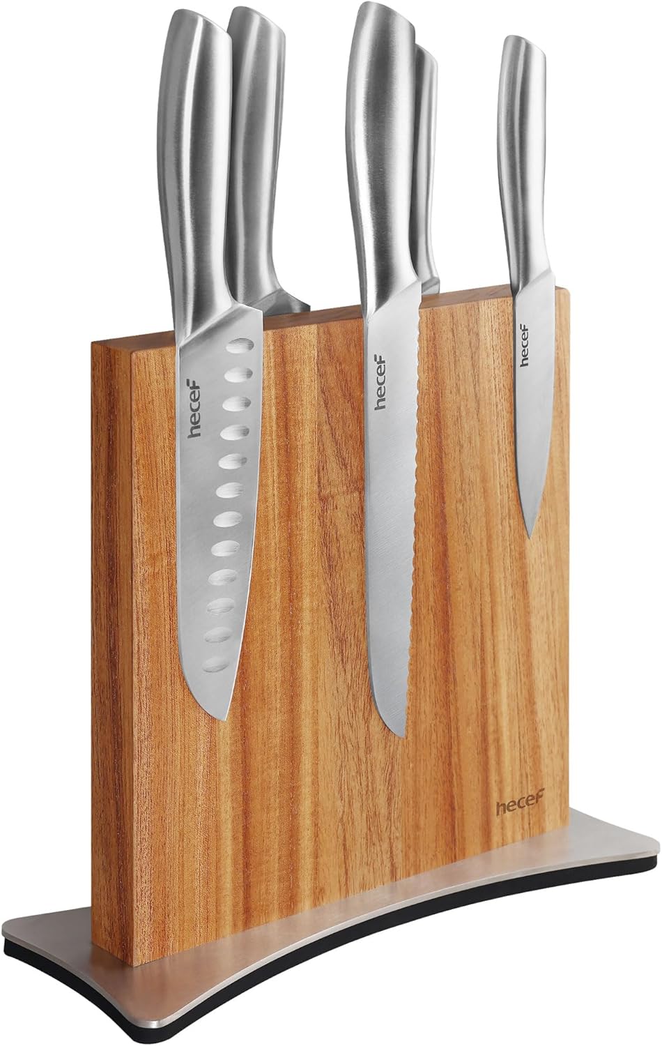 Magnetic Knife Block Holder, Double-Sided Storage | Strong Enhanced Magnets, Premium Wood, Non-Slip Stainless Steel Base, Multifunctional Rack Storage, Gift-Ready Packaging