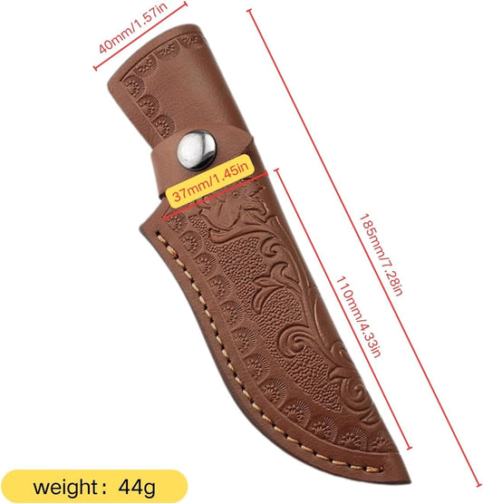 Leather Knife Sheath for Fixed Blade - 4.3 Inch Belt Loop,Handcrafted Protective Cover for Hunting,Outdoor & Tactical Knives (【M】 Brown / 7.28 in)