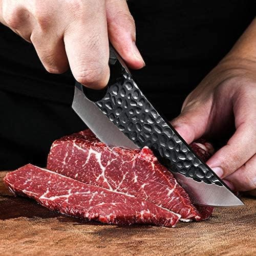 Butcher Knife for Meat Cutting, Hand Forged Viking Boning Knife with Ergonomic Wood Handle, High Carbon Steel Chinese Chef Knife for Camping, Outdoor, BBQ, Birthday Gift for Men