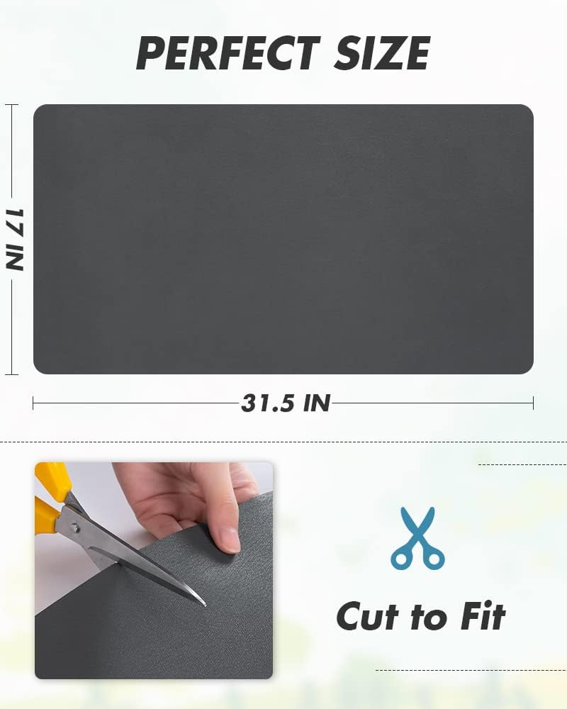 Coffee Mat Dish Drying Mat for Kitchen Counter-Bar Accessories, Hide Stain, Rubber Backed, Absorbent, Fit Under Coffee Maker, Espresso Machine, Pot, Dish Rack, 12"x19", Dark Grey