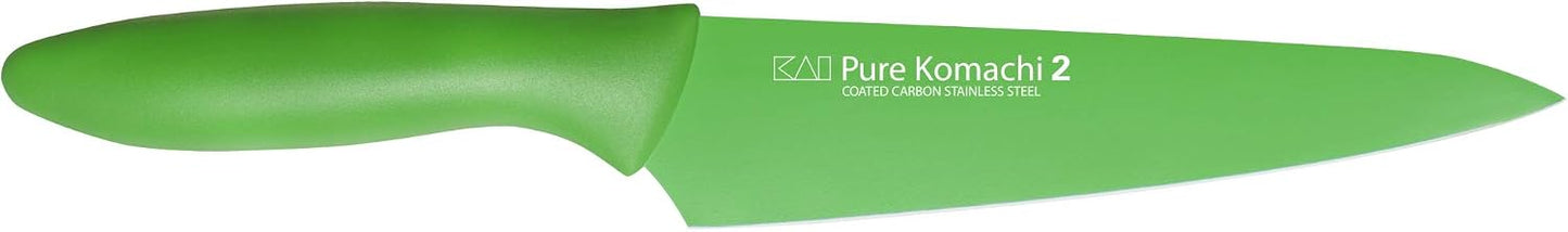 Pure Komachi 2 KS5084 Utility Knife, 6-Inch, Emerald Green, Small | Hand-Sharpened Japanese Kitchen Knife, Green Carbon Coated Stainless Steel Blade, Polypropylene Handle