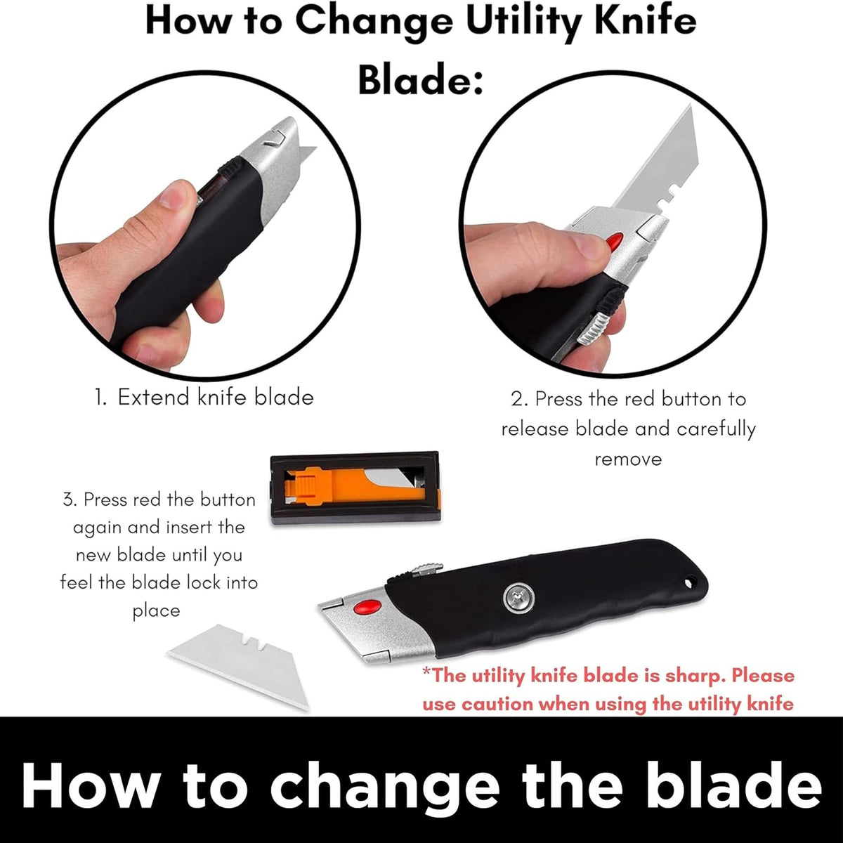 Premium Utility Knife Set | Retractable Box Cutter with Rubber Handle | Heavy-Duty Cutting for Cardboard, Carpet, Plastic | Retractable Blade | Includes 2 Razor Knives & Extra Blades