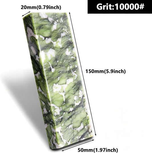 10000# Sharpening Stone, 5.9x1.97x0.79 Inch | Ultra Fine Polishing, Mirror Edge Stone, Non-slip Base, Natural Green Whetstone