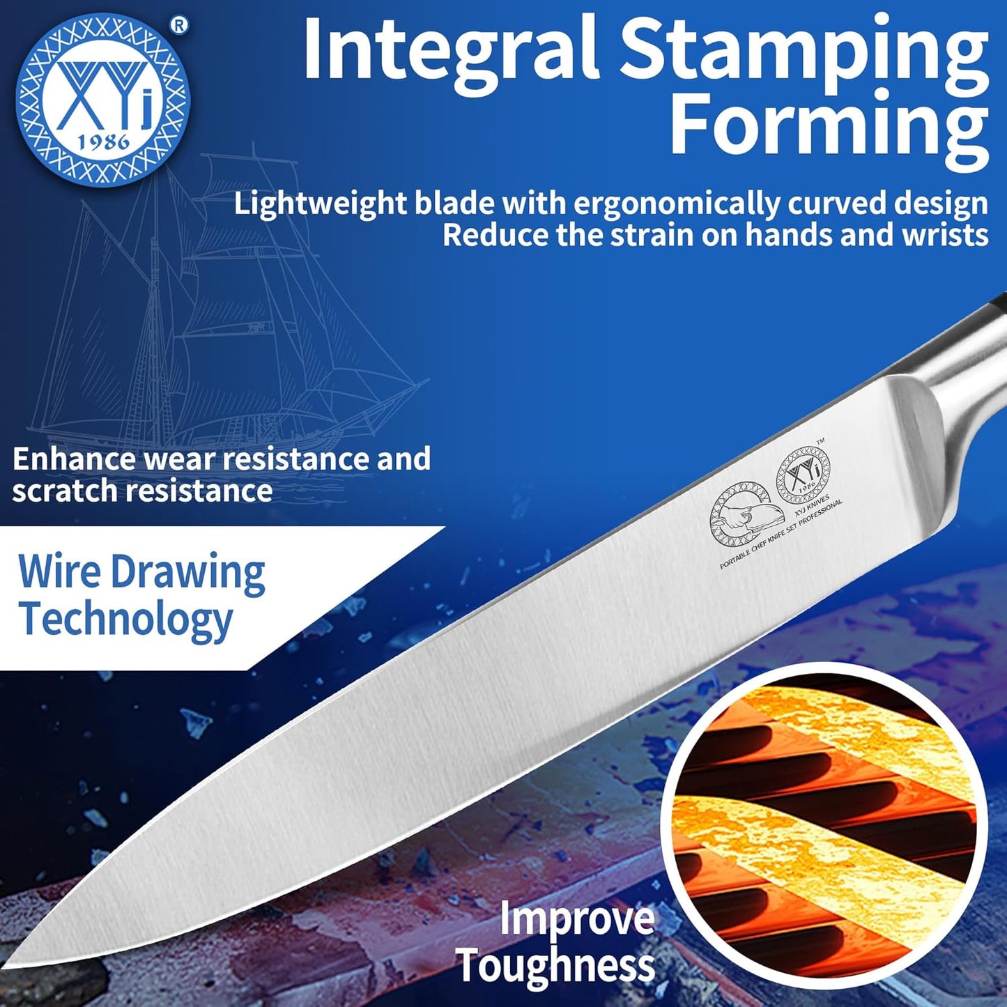 Knives Authentic Since 1986,Chef Knife Professional Set with Bag,Cleaver Butcher Knife for Meat Cutting Bag