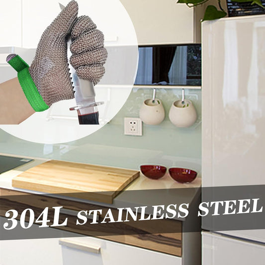 5pcs Knife Resistant Gloves For Kitchen Dining Room, 9-Level Protective Metal Cutting Chainmail Cut Proof Gloves