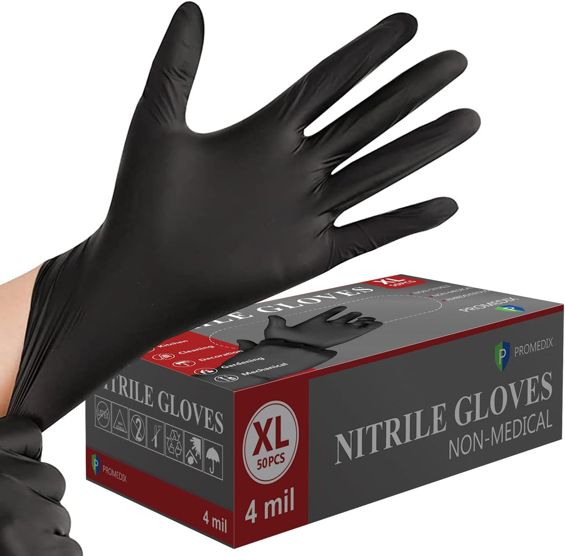 PROMEDIX P Nitrile Disposable Gloves,4mil-100 Count,Gloves Disposable Latex Free,Powder Free for Cooking,Household,Food safe