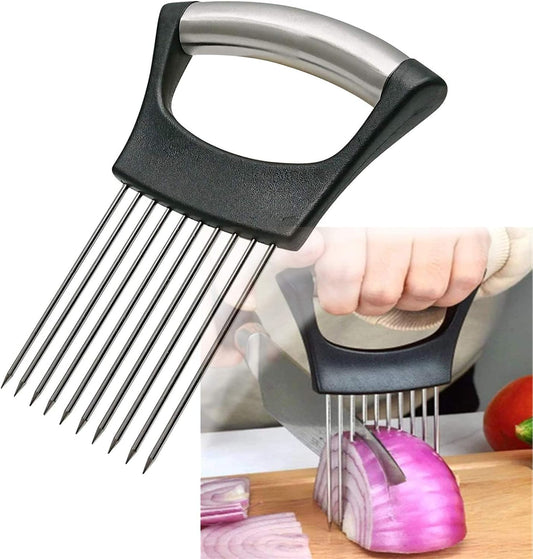 Stainless Steel Onion Holder for Slicing,Onion Slicer Holder,Onion Cutter for Slicing of Onions,Tomatoes,Avocados,Eggs and Ot