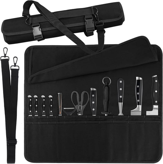 Chef Knife Bag With 24 Slots Cutlery Knives Holders Protectors, Kitchen Travel Cooking Tools, Portable Canvas Knife Roll Stor