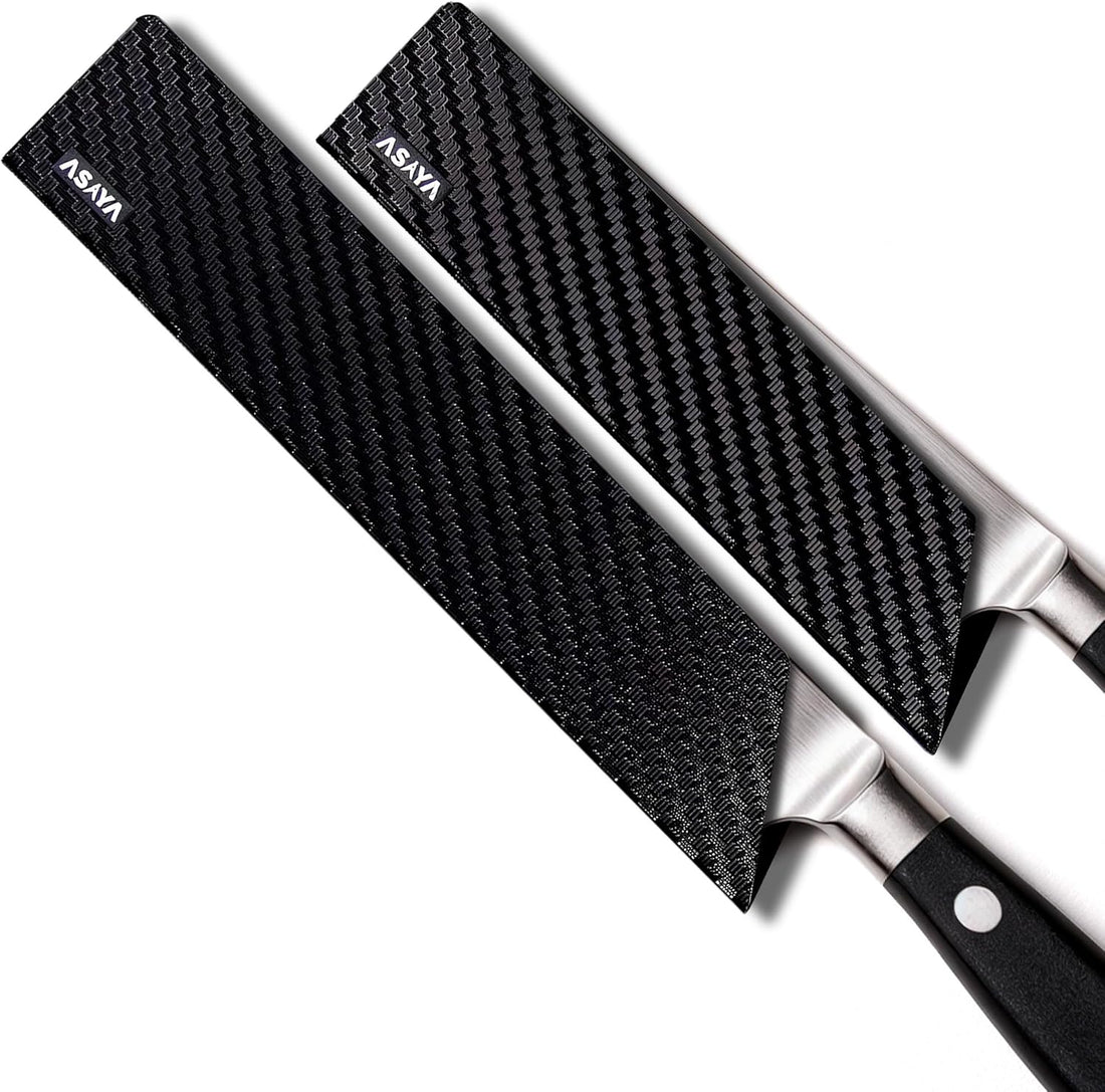 Asaya Professional Chef Knife Edge Guards – 2 Piece Knives Universal Covers, 8.5 x 2 and 10.5 x 2 - Extra Strength ABS Plasti