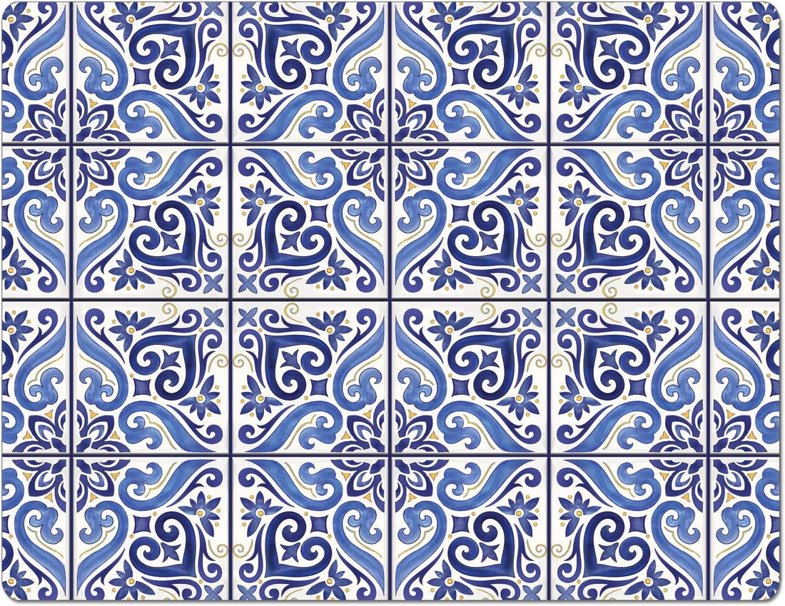 Cut N' Funnel Shades of Blue Designer Flexible Plastic Cutting Board Mat, 15" x 11.5", Made in the USA, Decorative, Flexible,