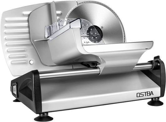 Meat Slicer Electric Deli Food Slicer with Child Lock Protection, Removable 7.5’’ Stainless Steel Blade and Food Carriage, Ad