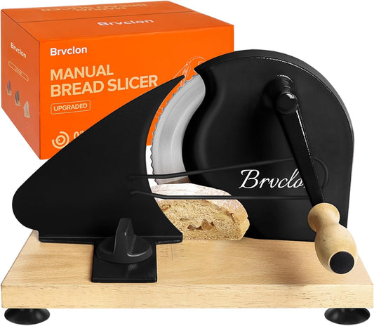 Brvclon Manual Bread Slicer Adjustable Thickness, Hand Crank Bread Slicer for Homemade Sourdough Bread with Scale Line & Suct