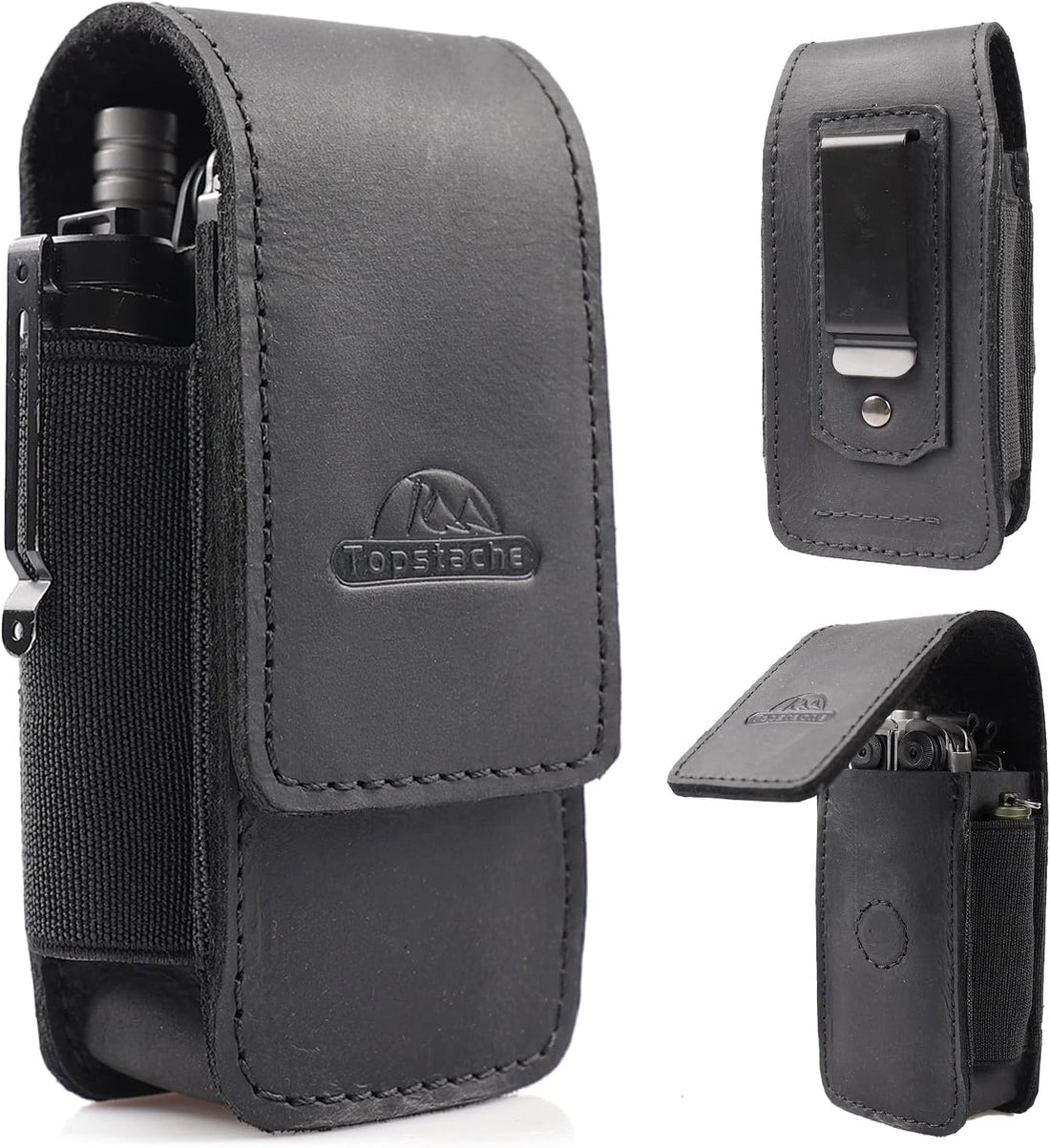 Multitool Sheath with Belt Clip - EDC Belt Organizer Multi Tool Case - Leather Multitool Holster for Belt - Magnetic Closure 