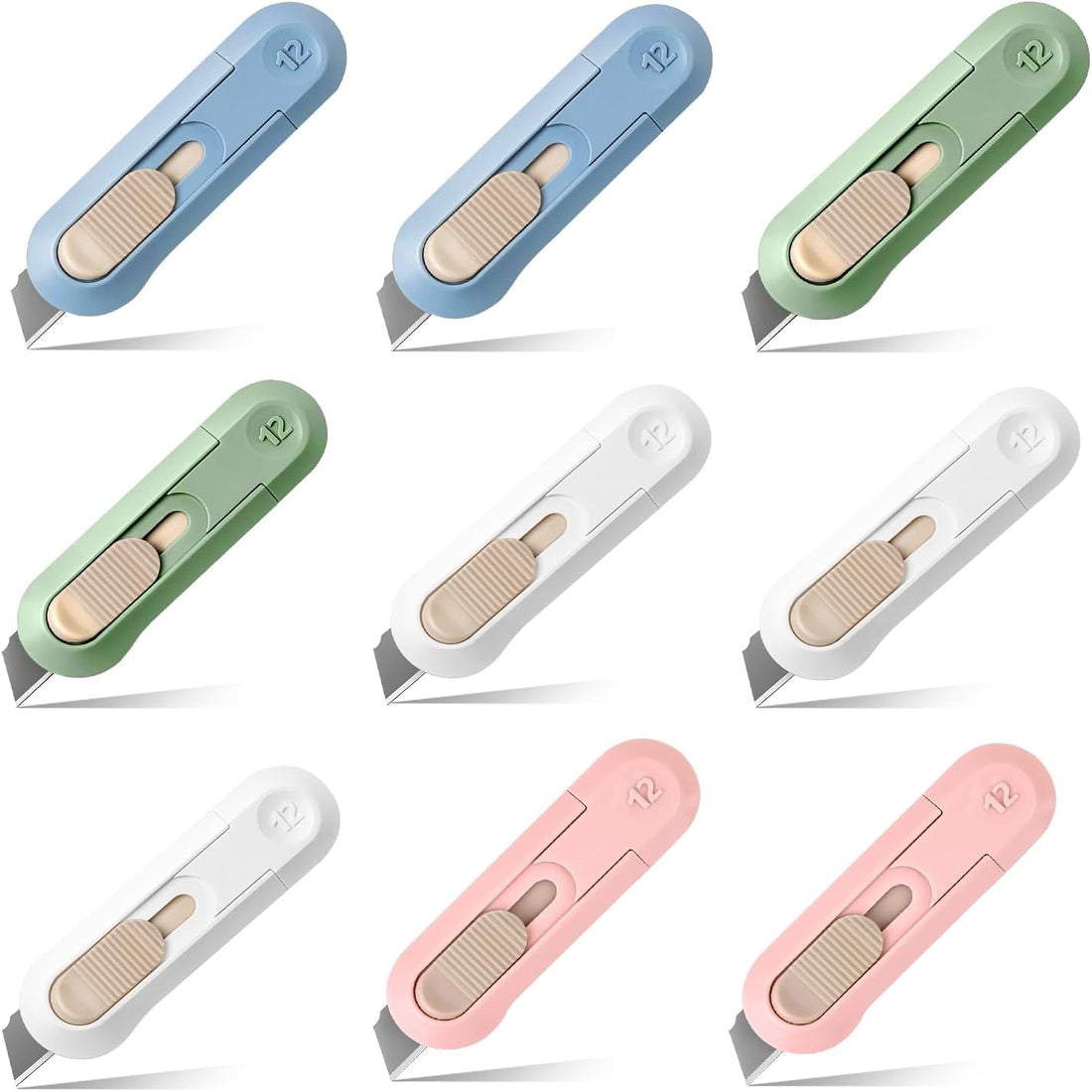 9 PSC Box Cutter,Retractable Box Opener, Package Opener, Easy Slide Retractable Cute Utility Knife For Opening Daily Express 