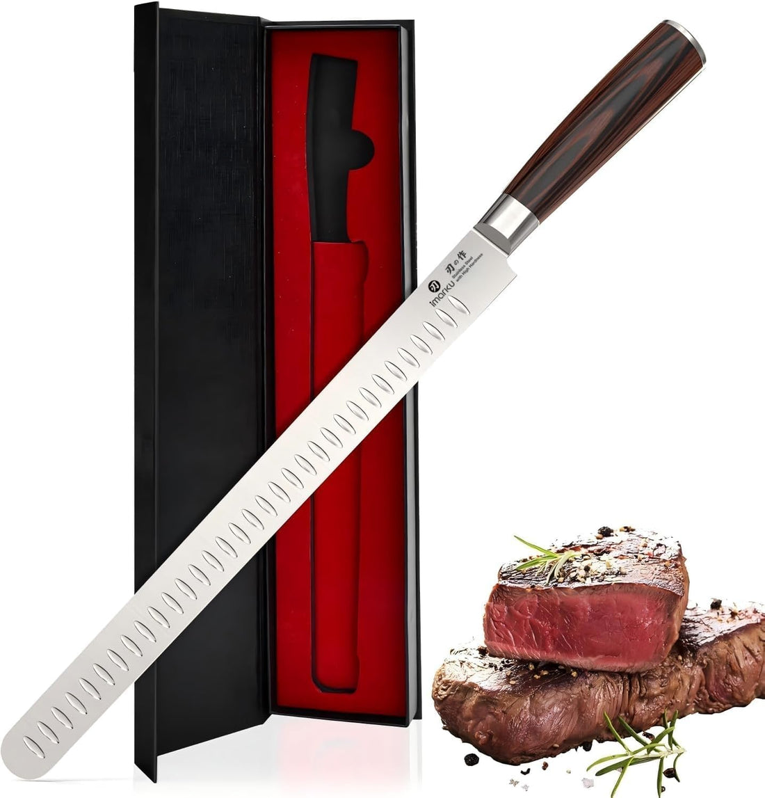Brisket Knife 12 Inch, Japanese High Carbon Stainless Steel | Ultra Sharp Carving Slicing Knife for BBQ Brisket Turkey Ham Ri