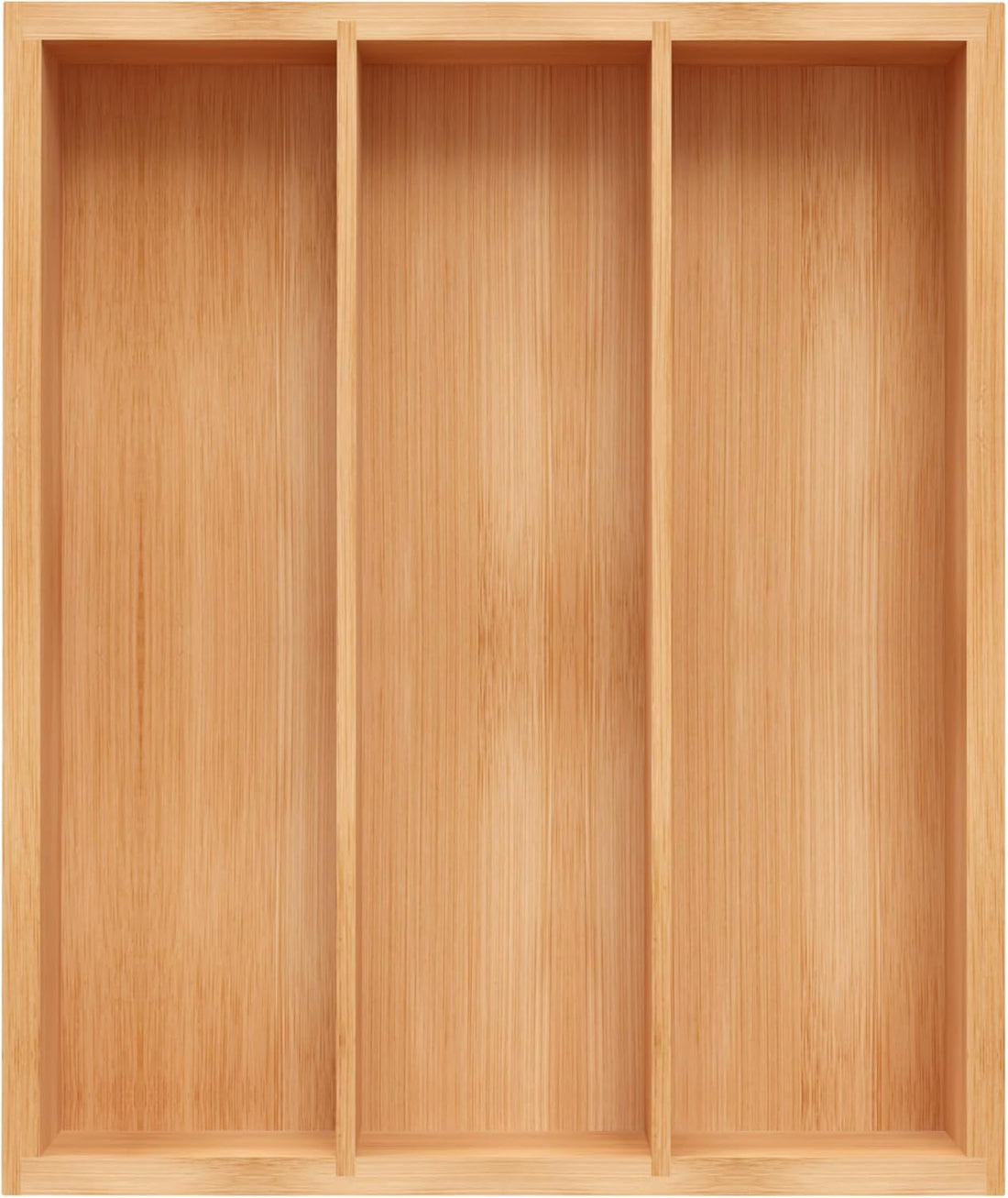 Bamboo Utensil Drawer Organizer, Natural, 3 Slots | Silverware Tray Organizer, Kitchen Drawer Organizer, For Flatware Cutlery