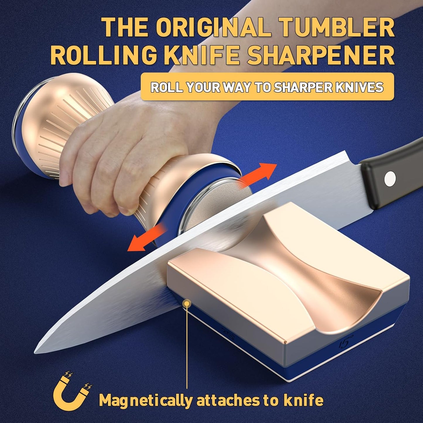 Rolling Knife Sharpener, Knife Sharpening with Industry Diamonds for Steel of any hardness, Made Easy Knife Sharpener Kit for Kitchen Knives, Offers 15 & 18 & 20 & 25 Degree Sharpening